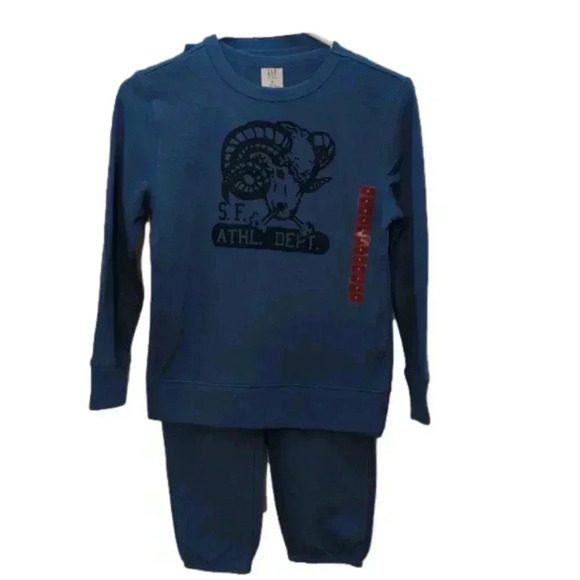 Gap Boy Terry Lined graphic Print crewneck pullover sweatshirt and pants - Picture 1 of 8